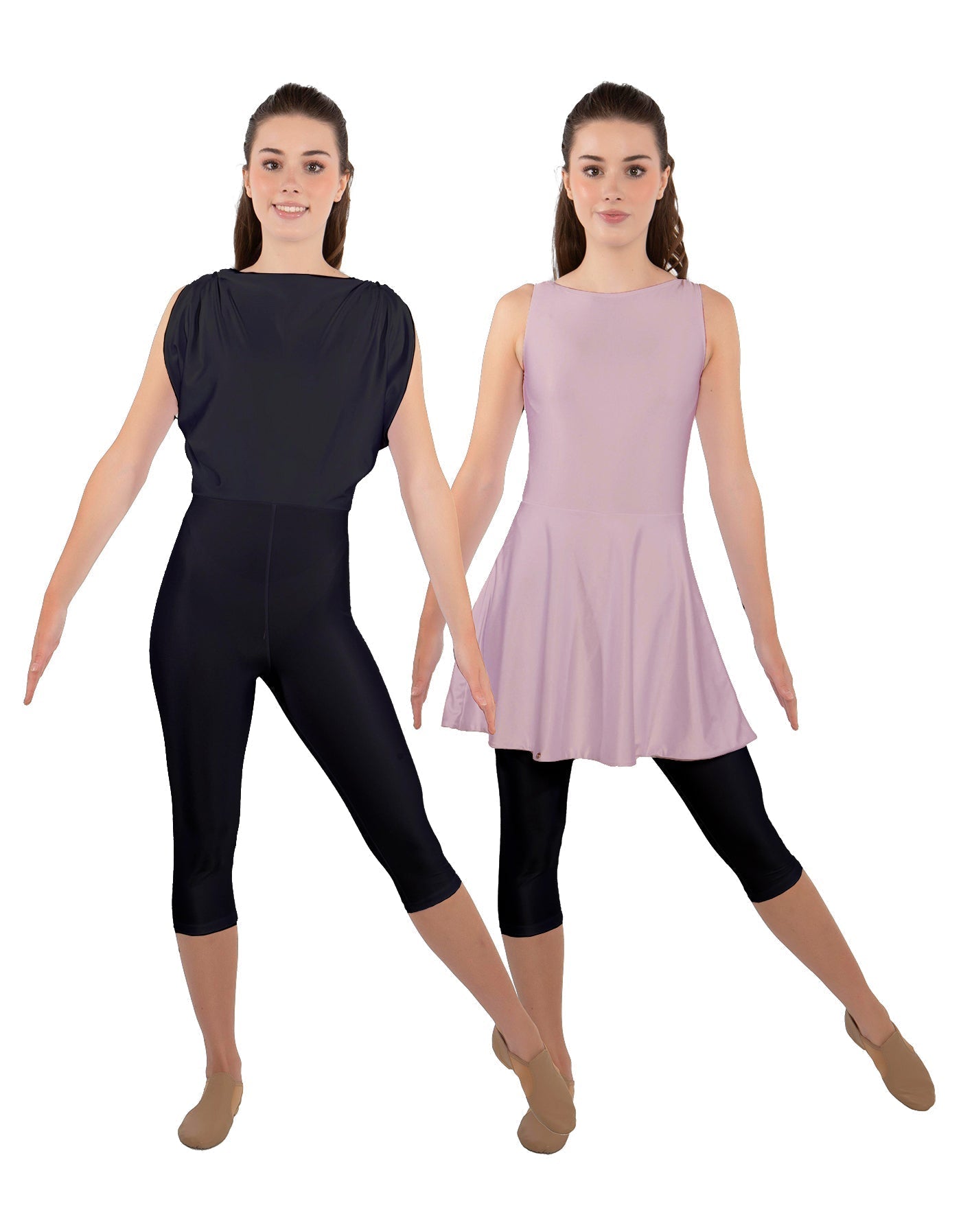 Solid Lycra Convertible Dress Tank Capri