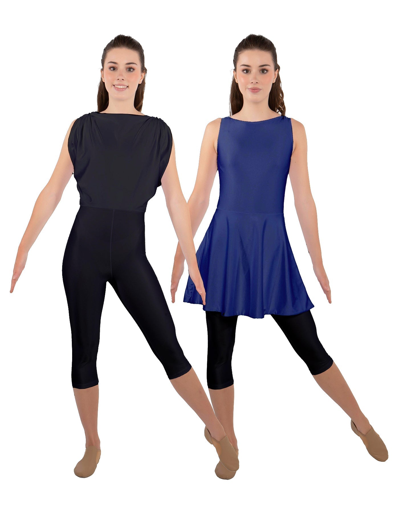 Solid Lycra Convertible Dress Tank Capri