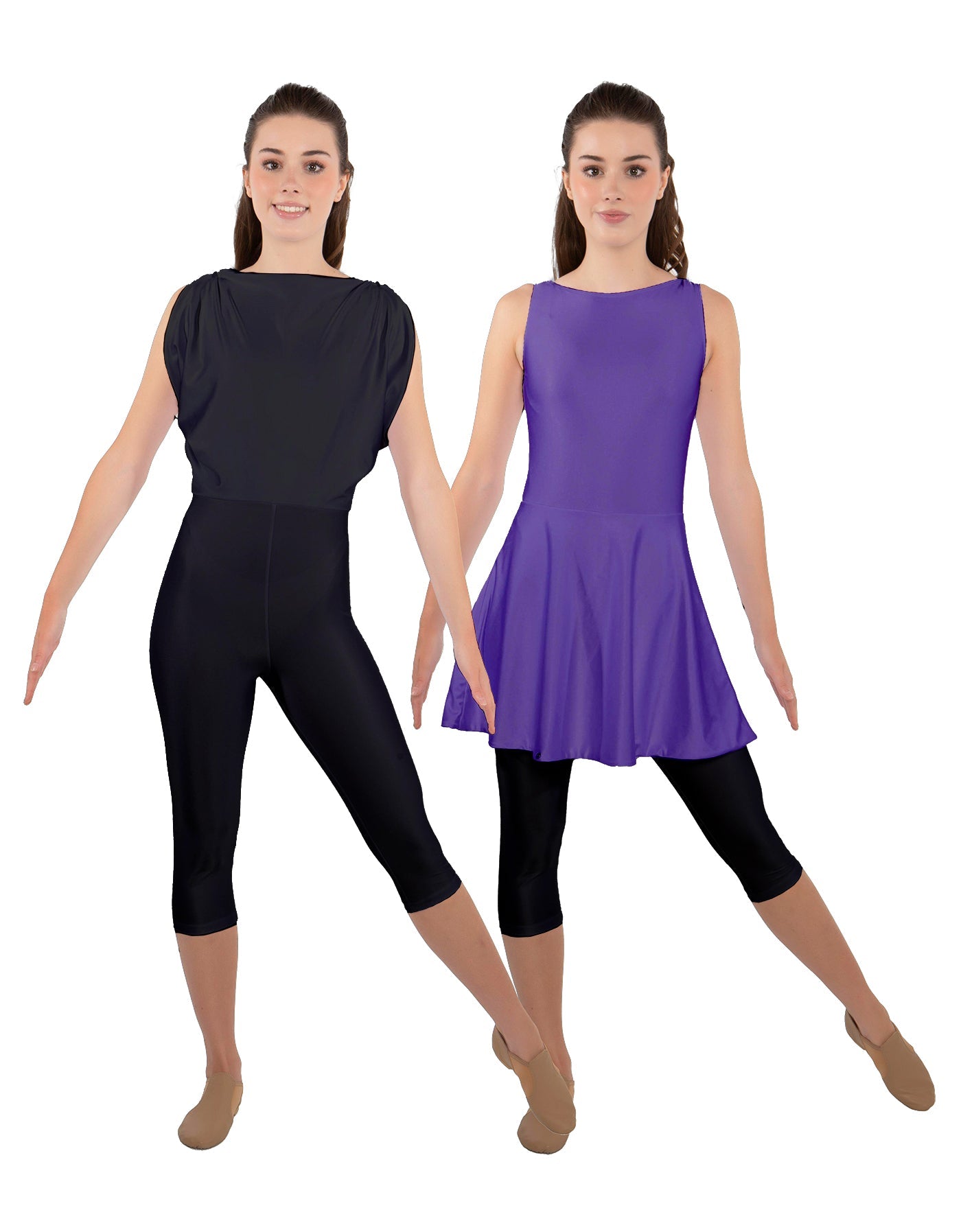 Solid Lycra Convertible Dress Tank Capri