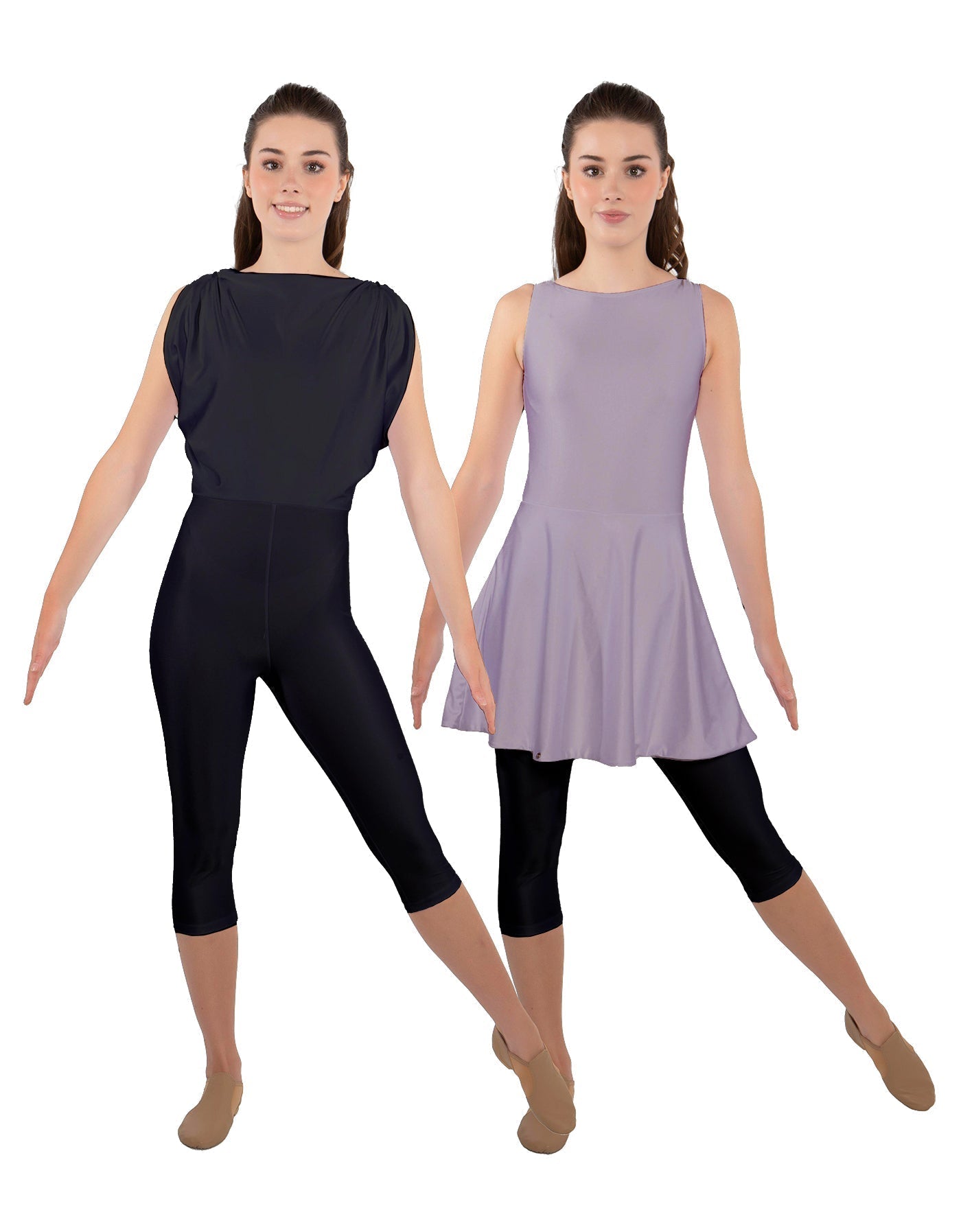 Solid Lycra Convertible Dress Tank Capri