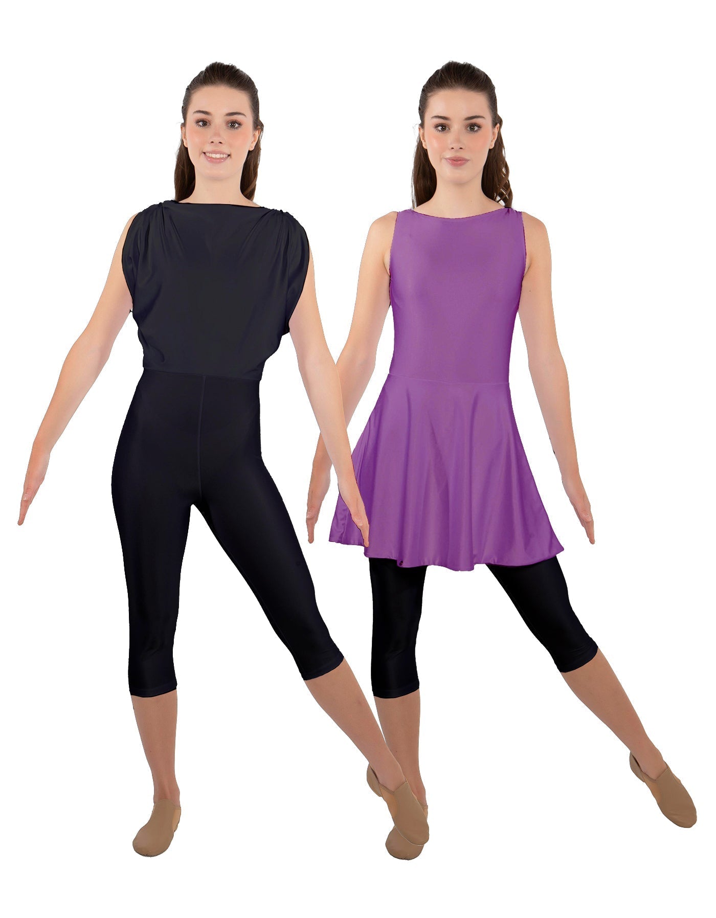 Solid Lycra Convertible Dress Tank Capri