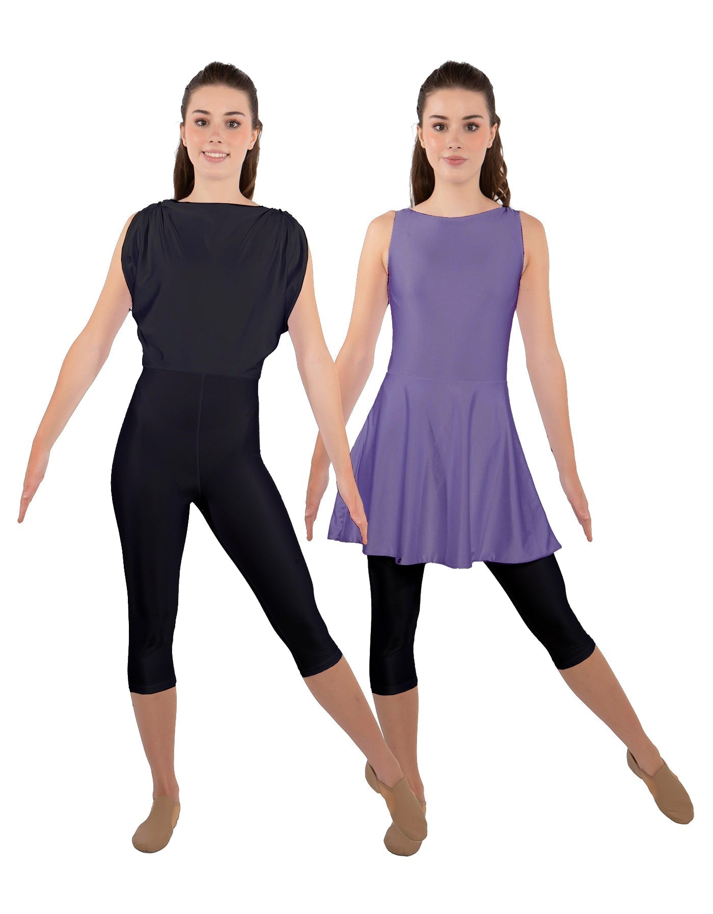 Solid Lycra Convertible Dress Tank Capri