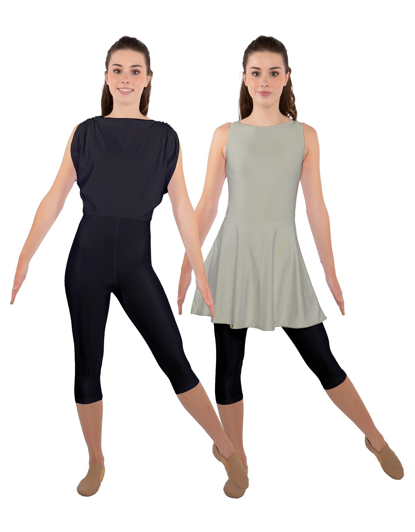 Solid Lycra Convertible Dress Tank Capri