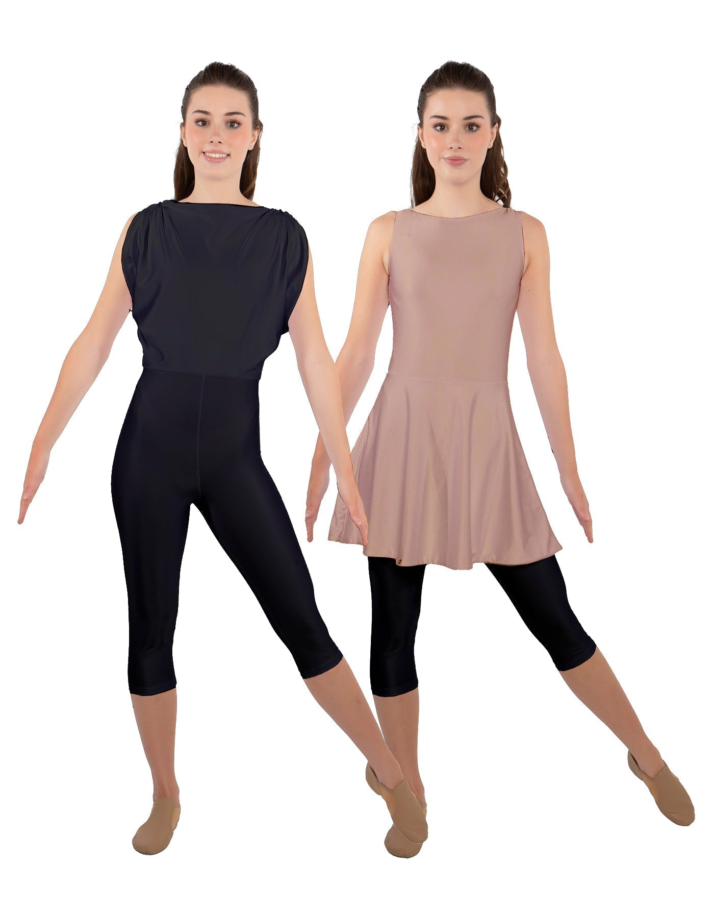 Solid Lycra Convertible Dress Tank Capri