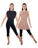 Solid Lycra Convertible Dress Tank Capri