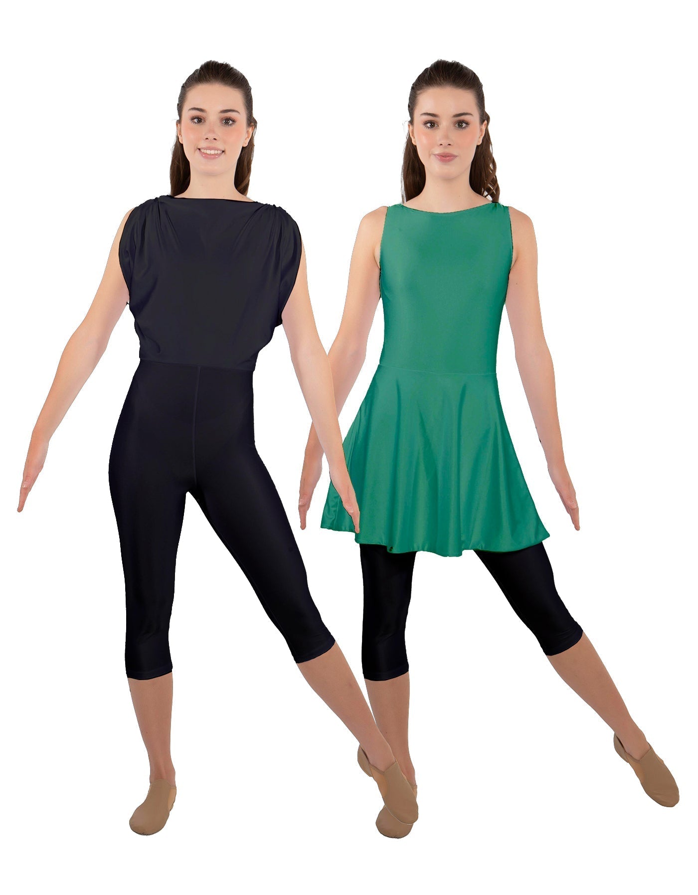 Solid Lycra Convertible Dress Tank Capri