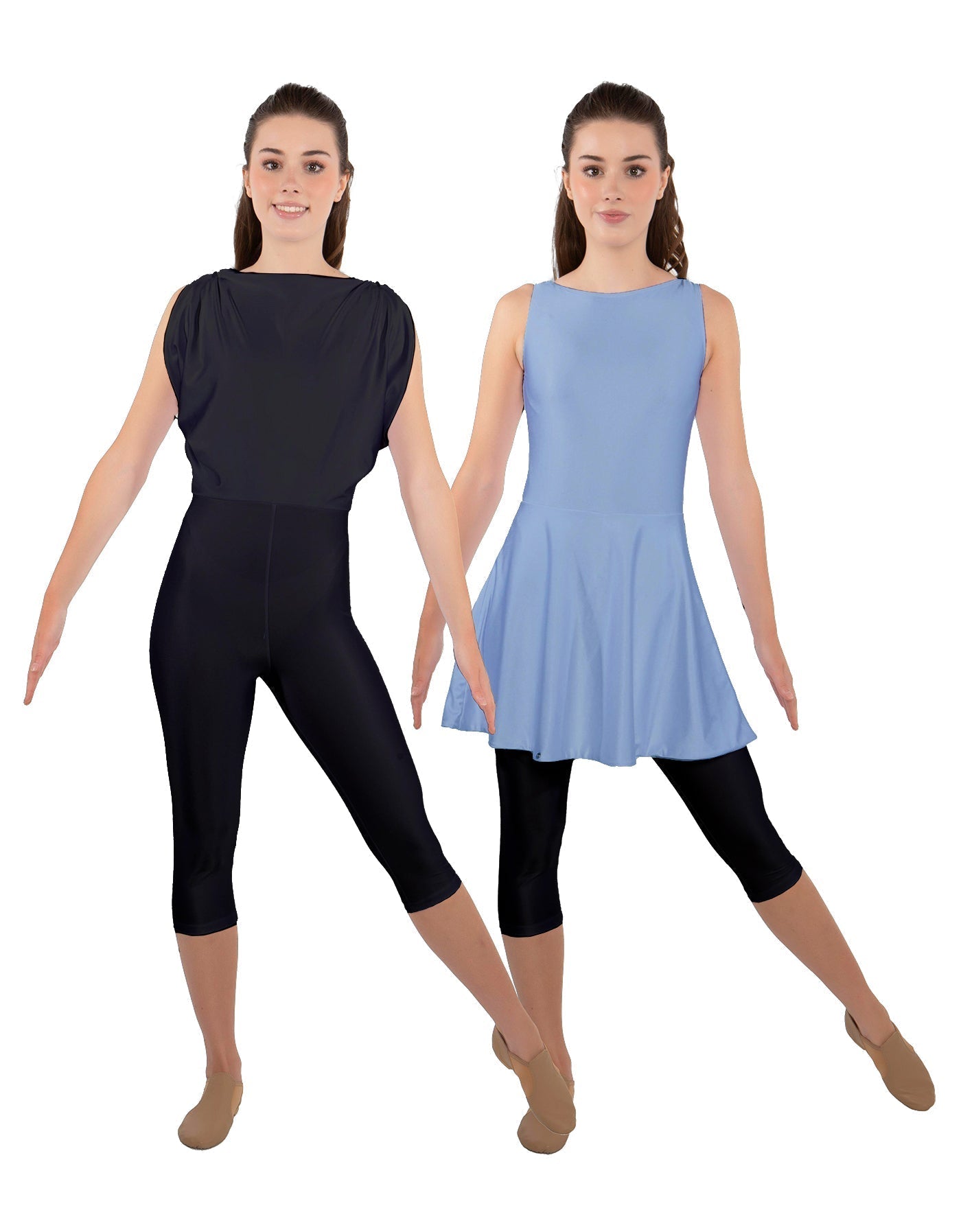 Solid Lycra Convertible Dress Tank Capri
