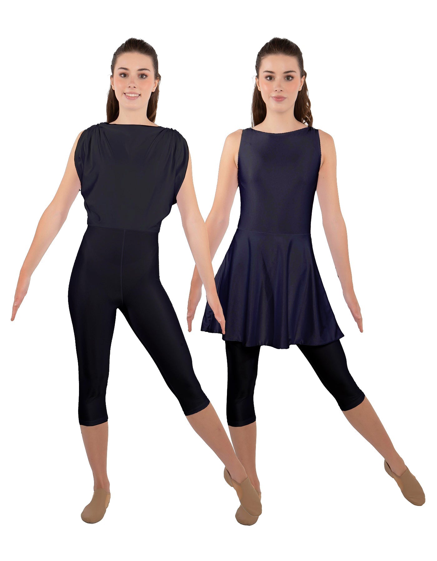 Solid Lycra Convertible Dress Tank Capri