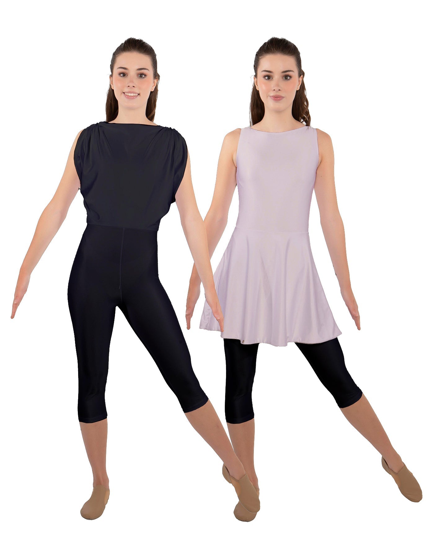 Solid Lycra Convertible Dress Tank Capri