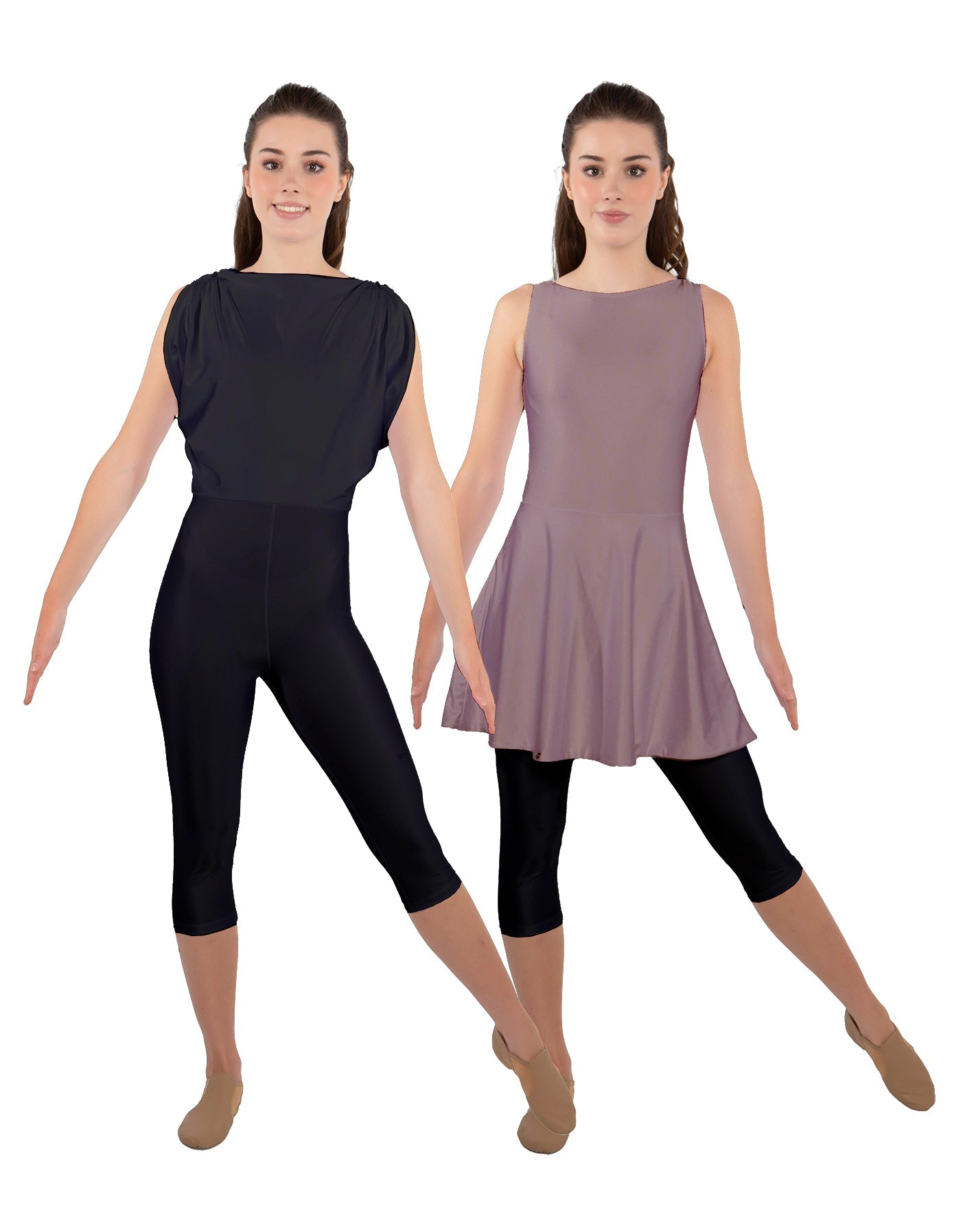 Solid Lycra Convertible Dress Tank Capri