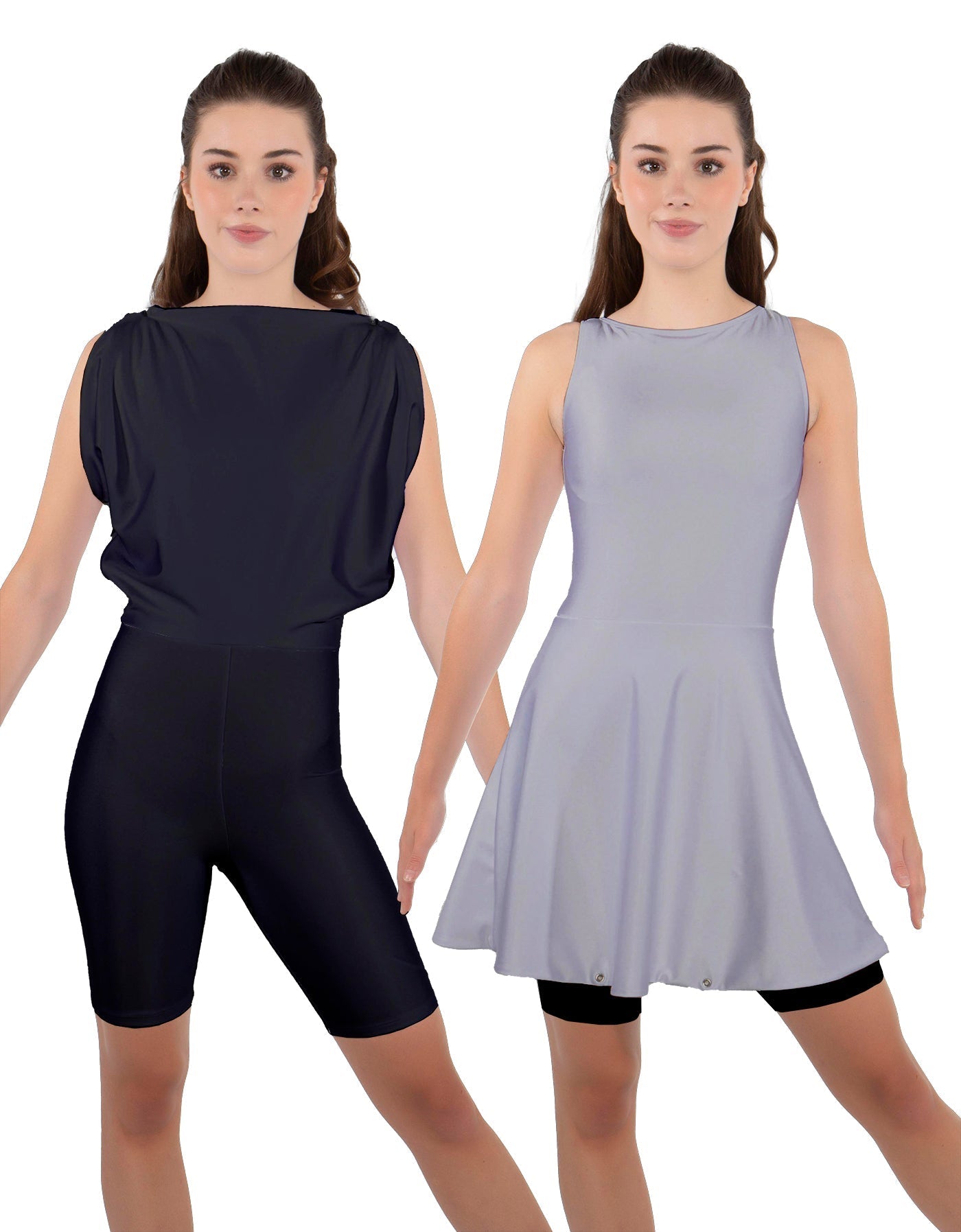 Solid Lycra Convertible Dress Tank Bikeshort