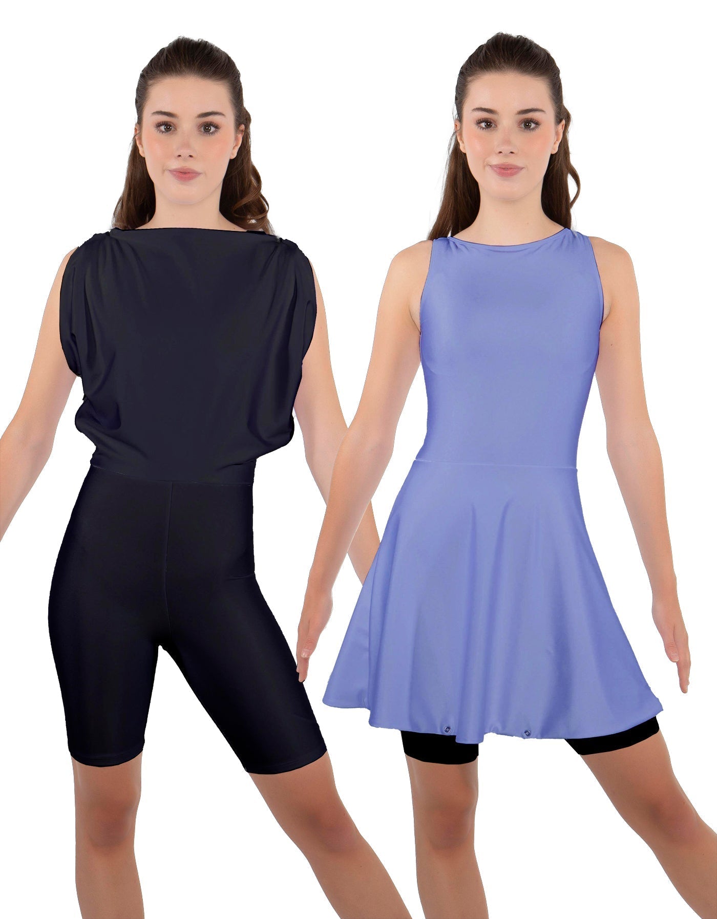Solid Lycra Convertible Dress Tank Bikeshort