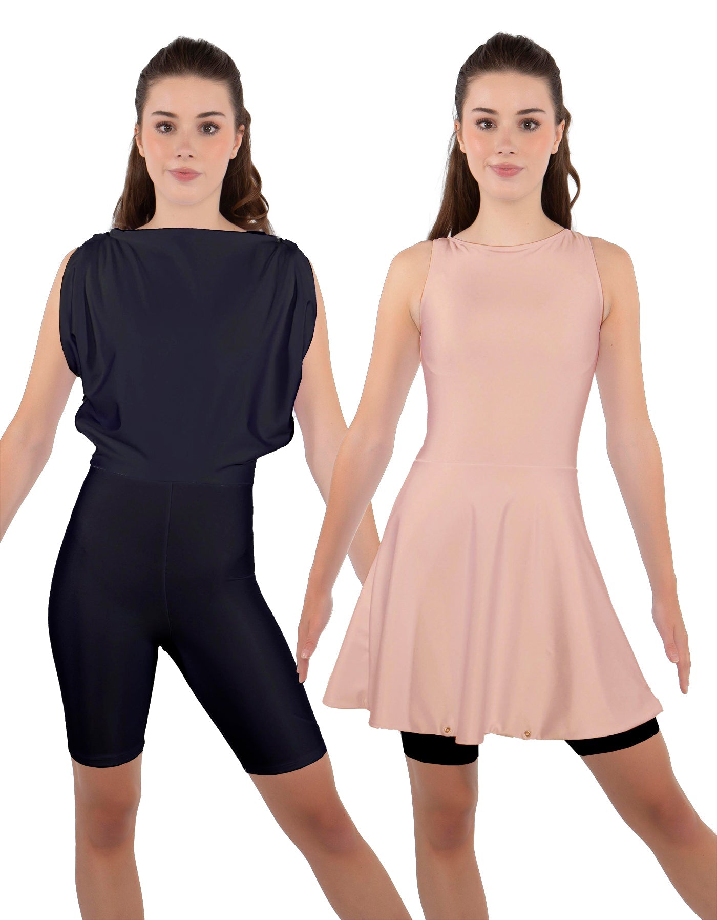 Solid Lycra Convertible Dress Tank Bikeshort