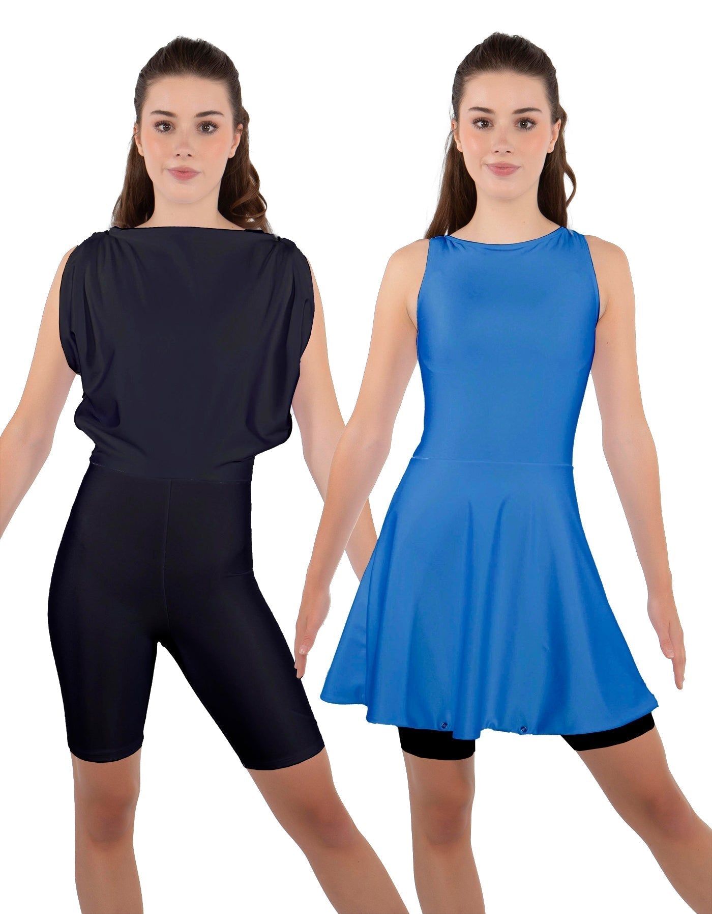 Solid Lycra Convertible Dress Tank Bikeshort