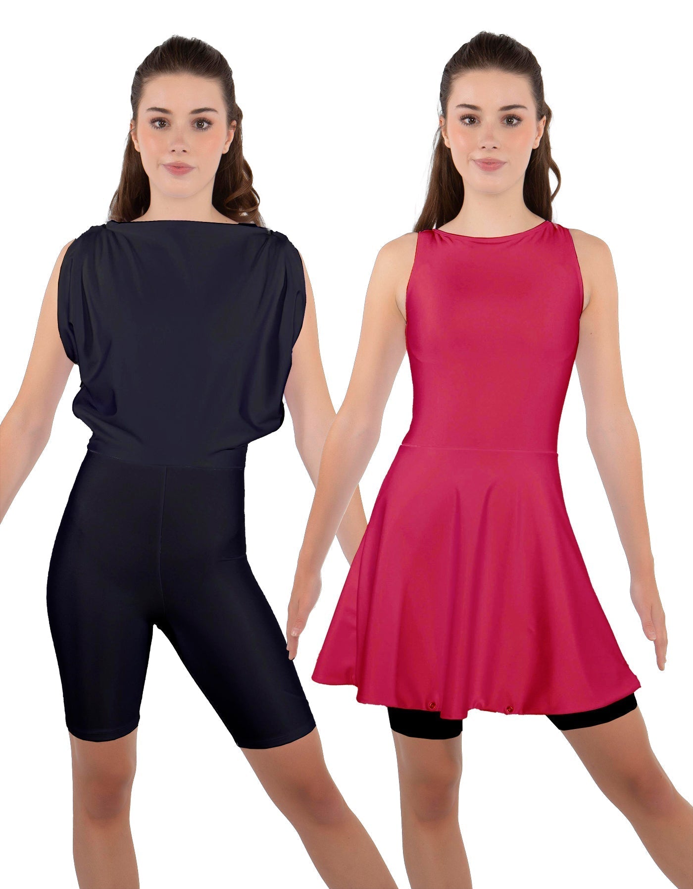 Solid Lycra Convertible Dress Tank Bikeshort