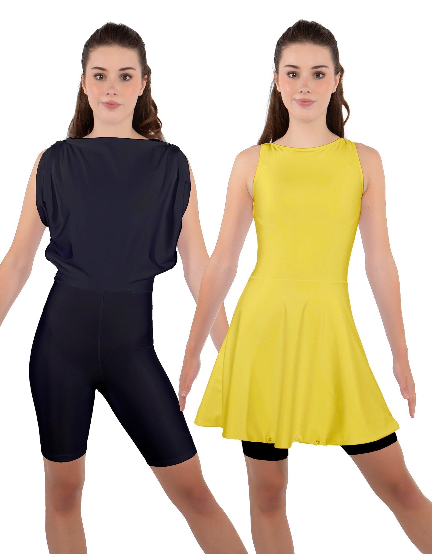 Solid Lycra Convertible Dress Tank Bikeshort