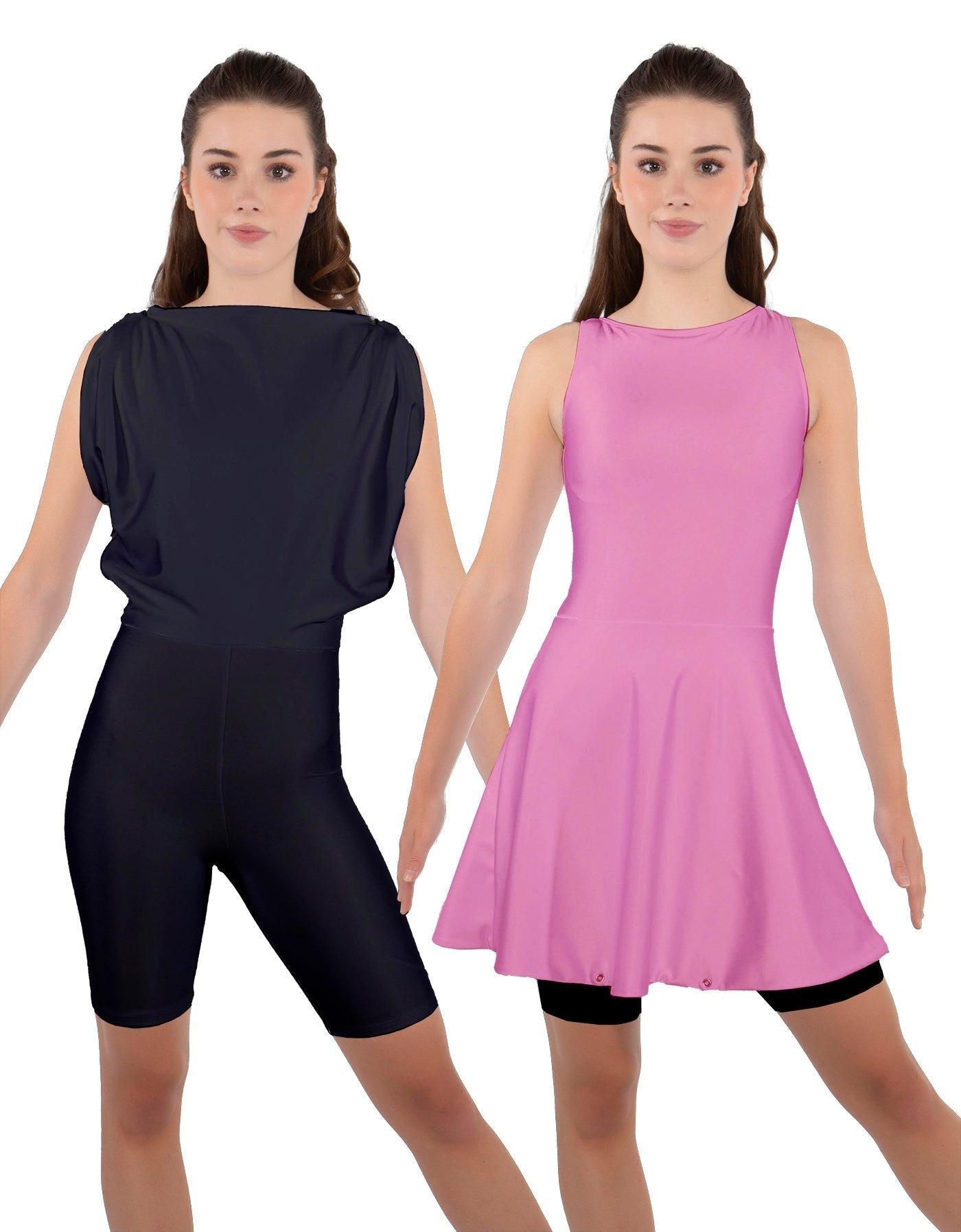 Solid Lycra Convertible Dress Tank Bikeshort