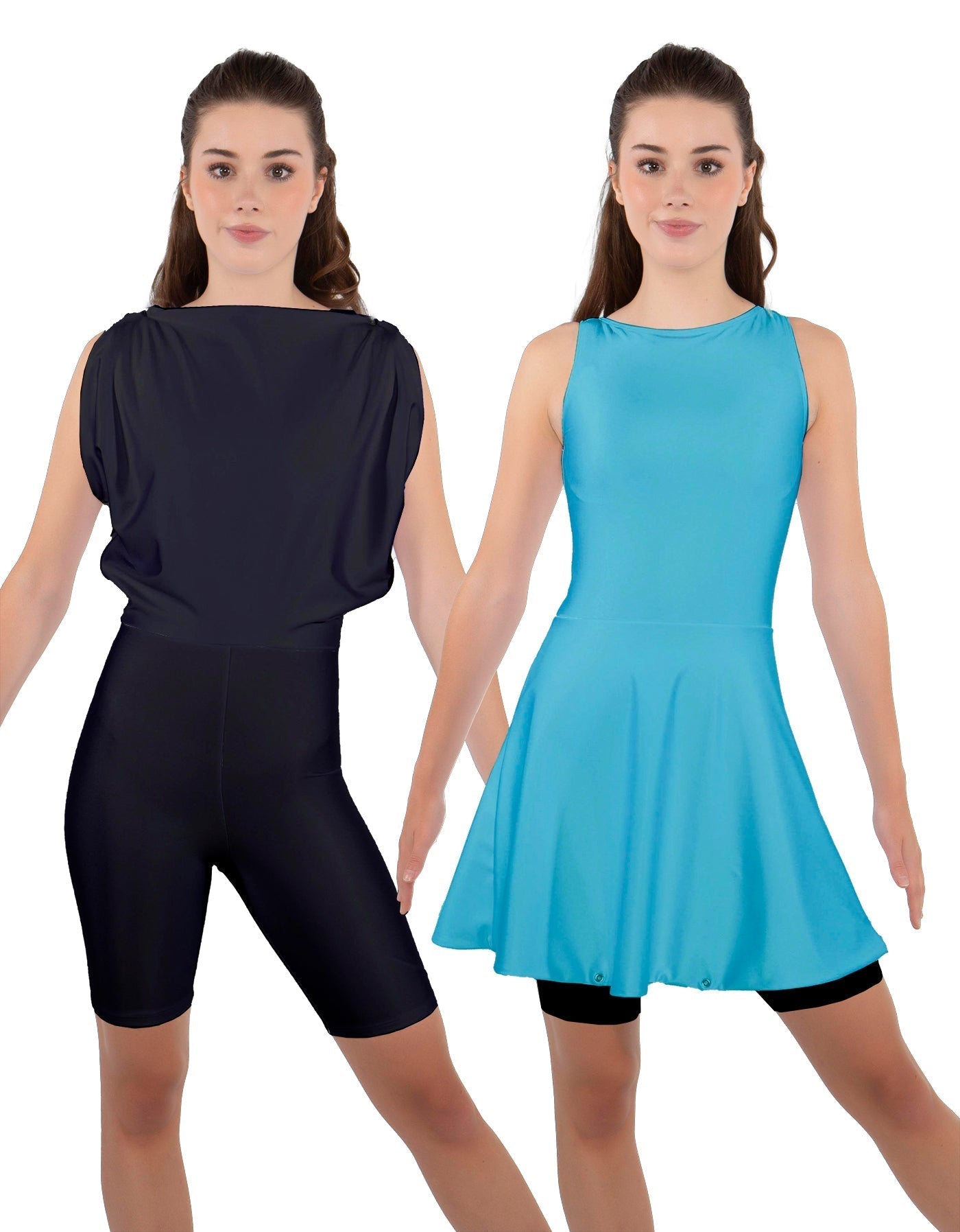 Solid Lycra Convertible Dress Tank Bikeshort