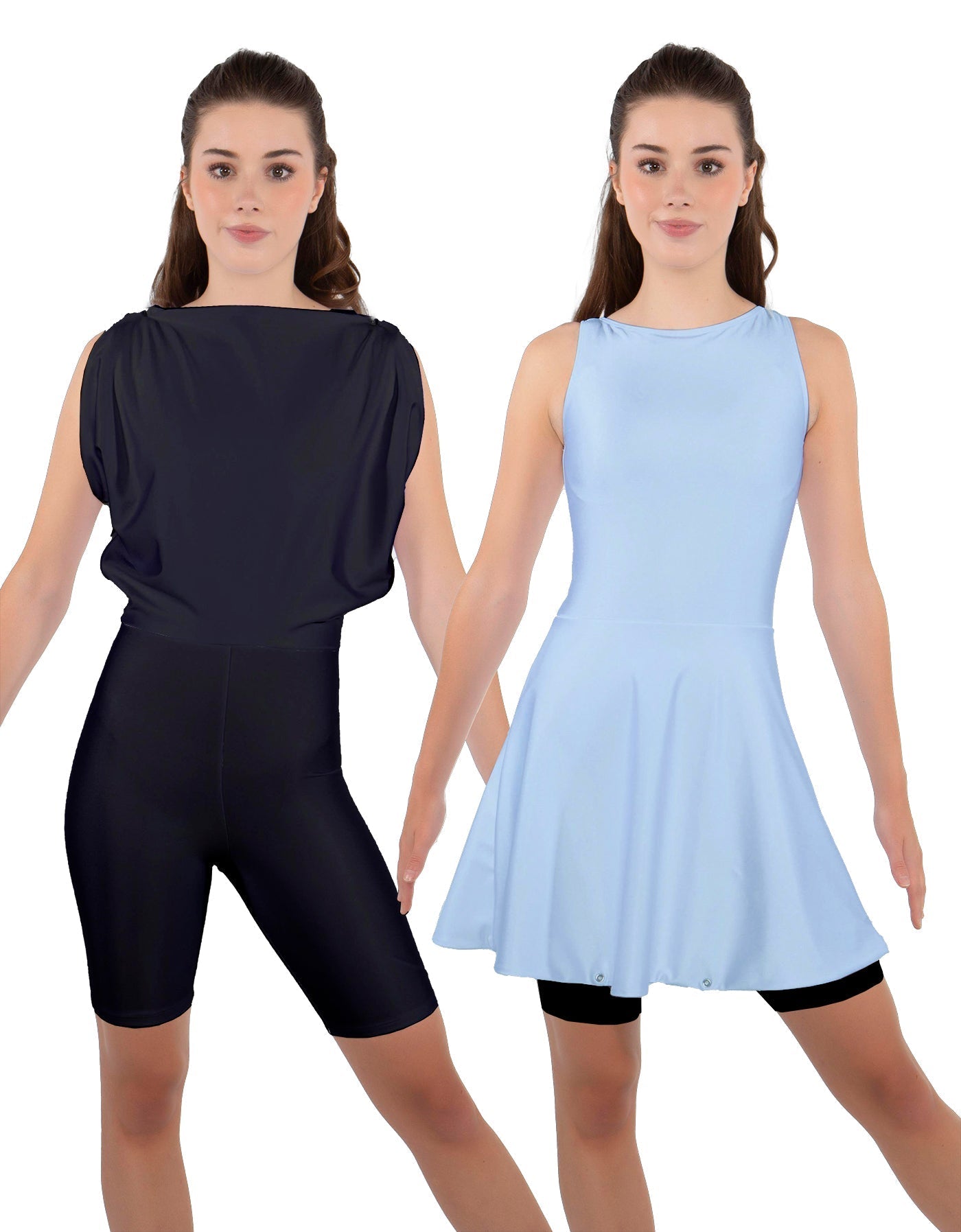 Solid Lycra Convertible Dress Tank Bikeshort