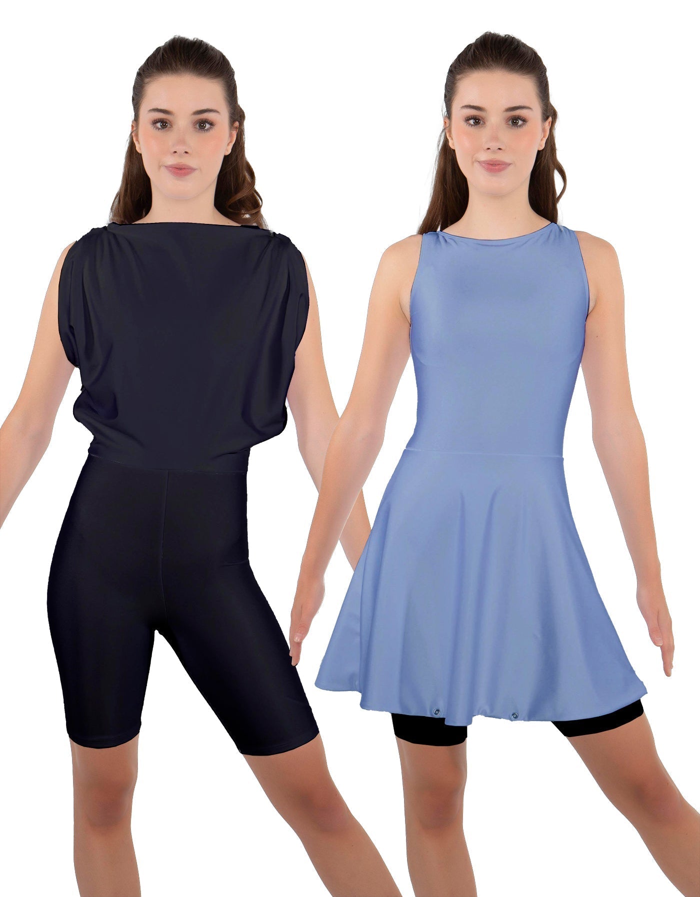 Solid Lycra Convertible Dress Tank Bikeshort