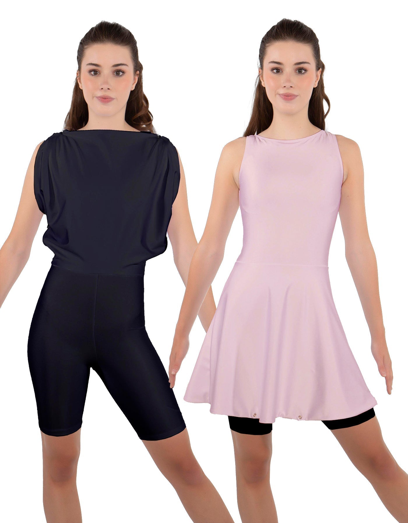 Solid Lycra Convertible Dress Tank Bikeshort