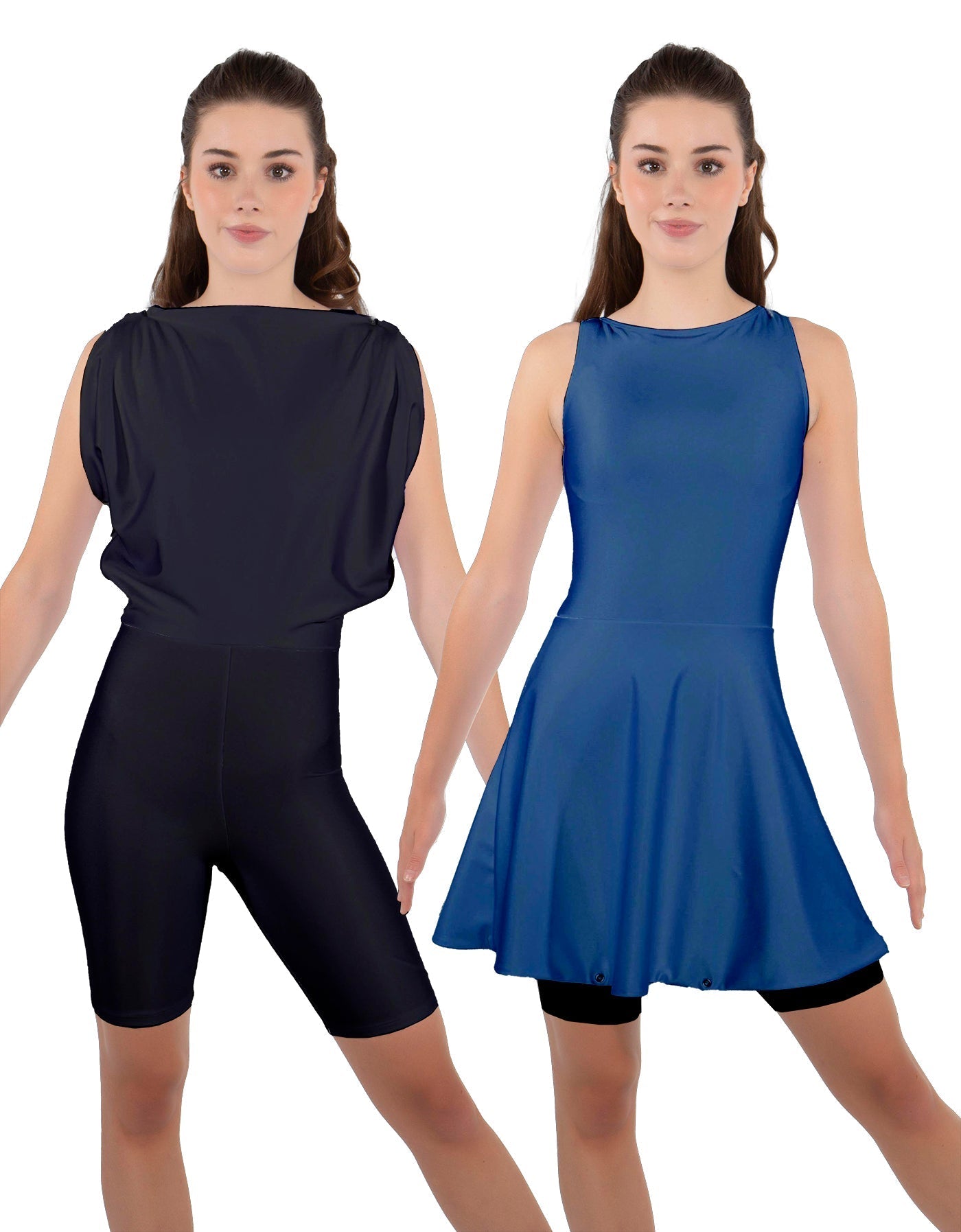 Solid Lycra Convertible Dress Tank Bikeshort