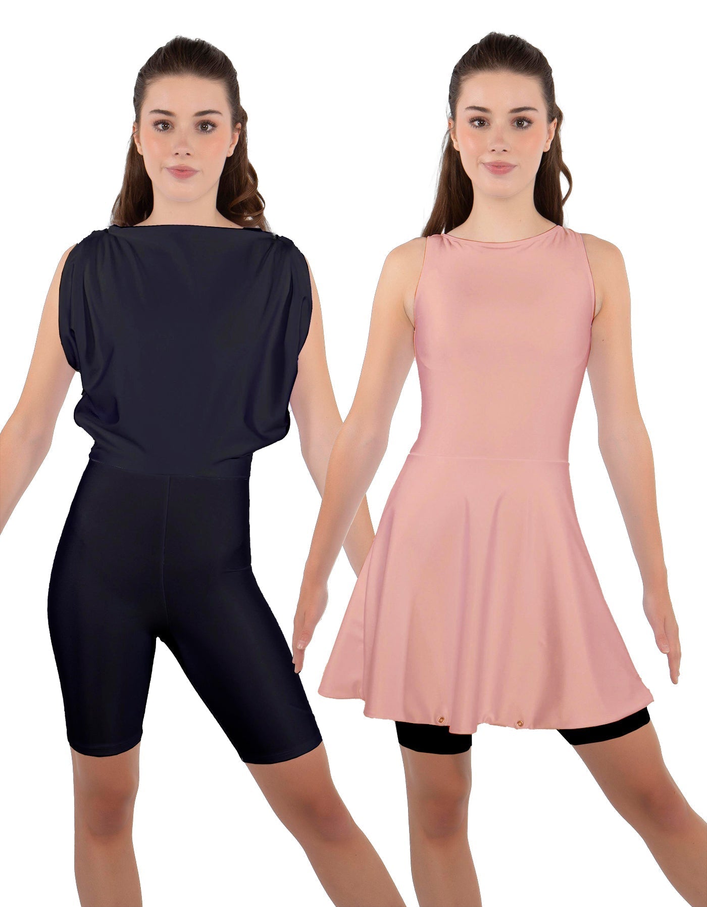 Solid Lycra Convertible Dress Tank Bikeshort