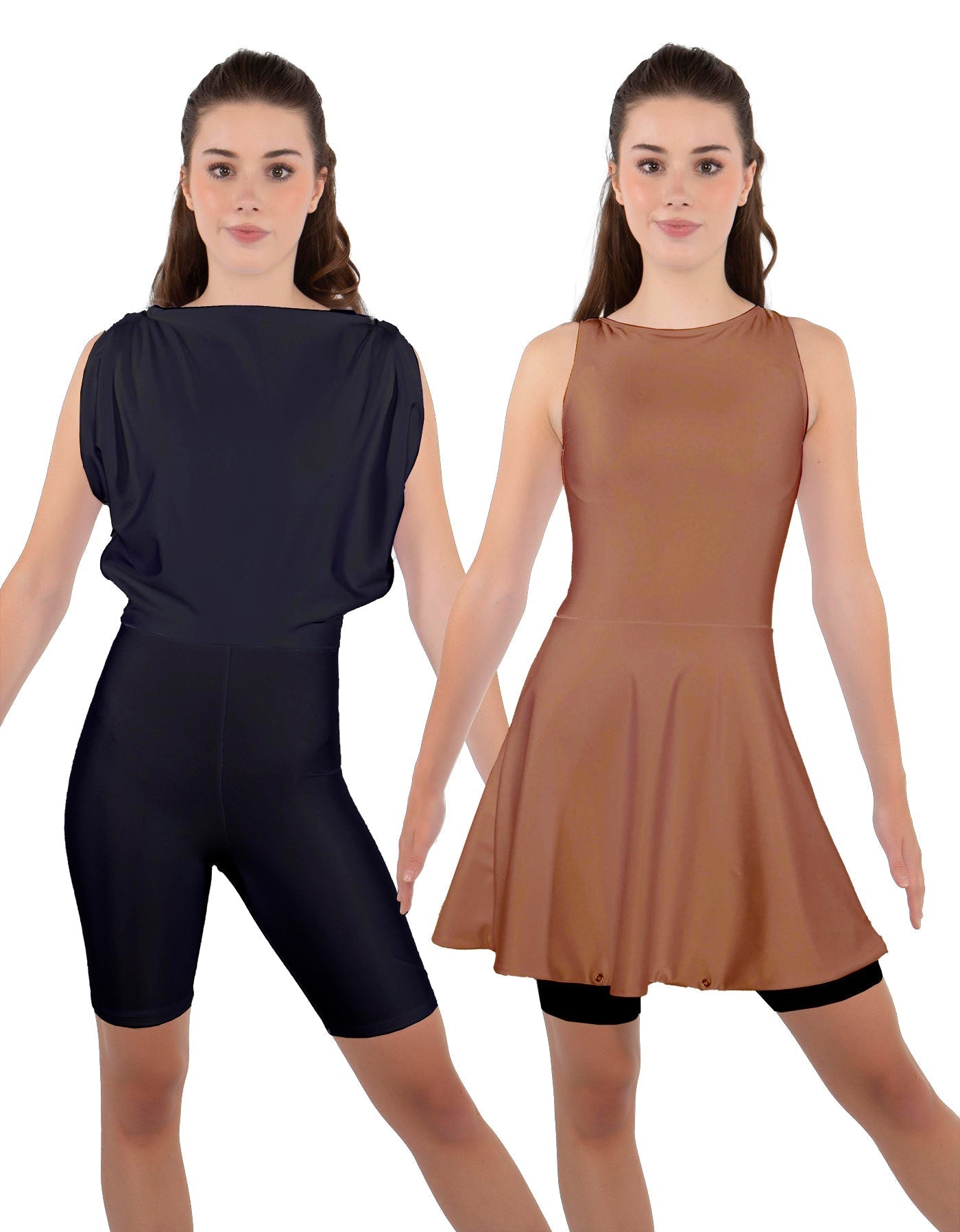 Solid Lycra Convertible Dress Tank Bikeshort