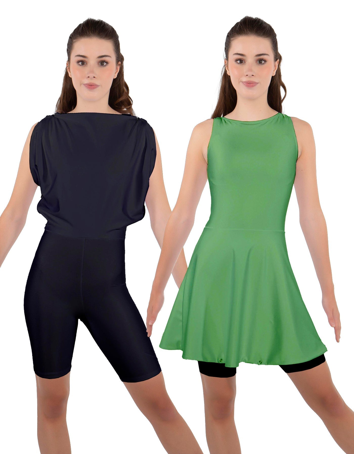Solid Lycra Convertible Dress Tank Bikeshort