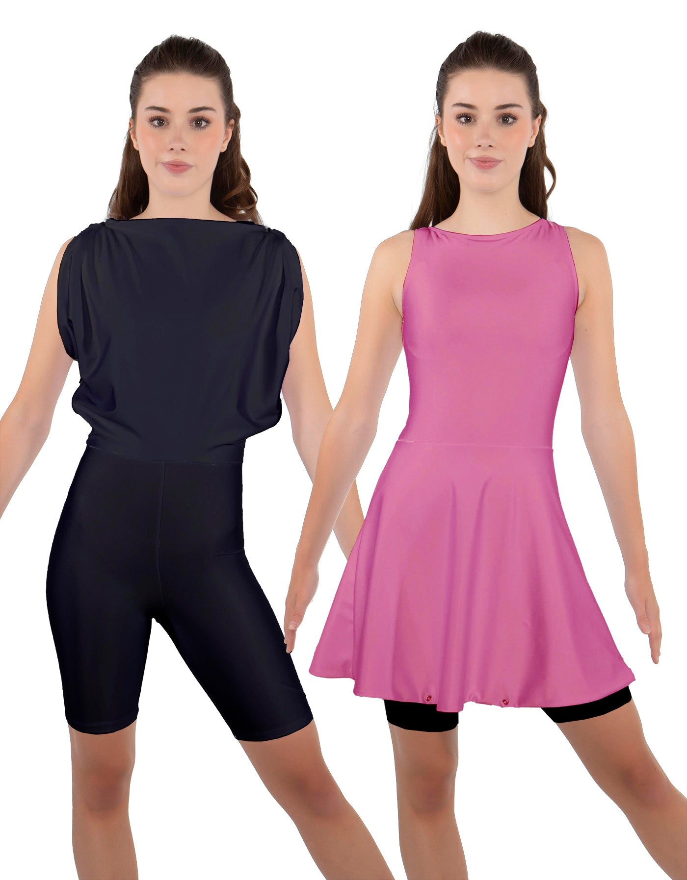 Solid Lycra Convertible Dress Tank Bikeshort