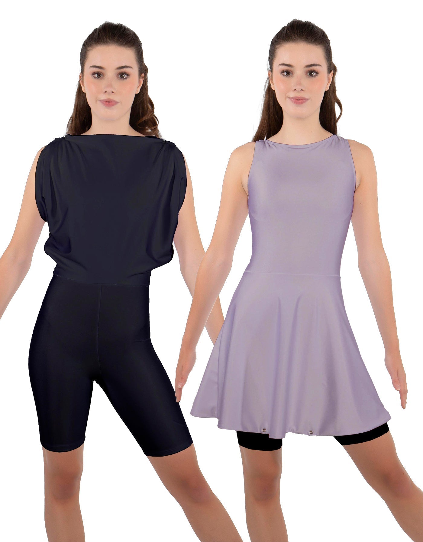 Solid Lycra Convertible Dress Tank Bikeshort