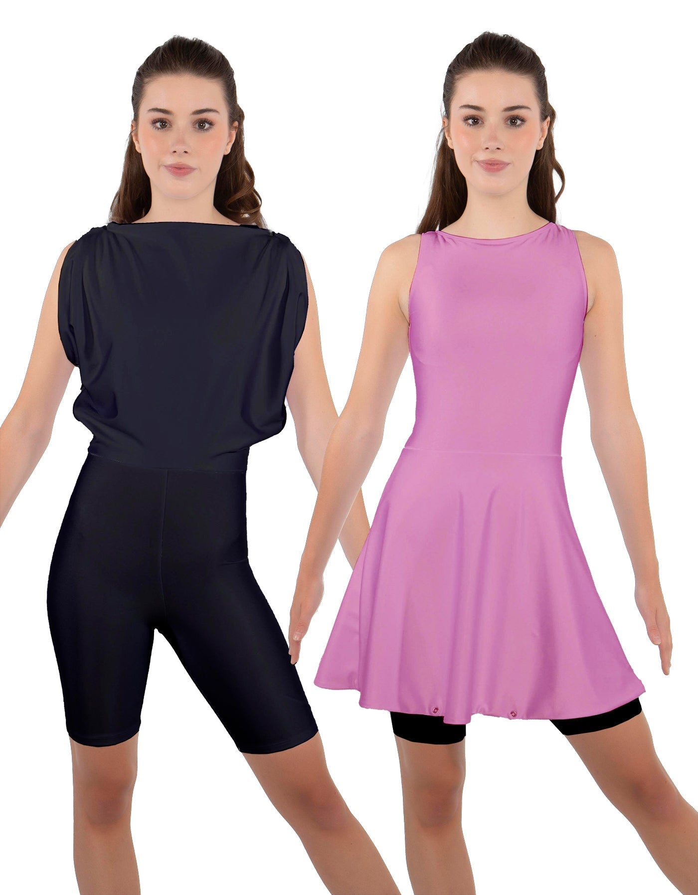 Solid Lycra Convertible Dress Tank Bikeshort