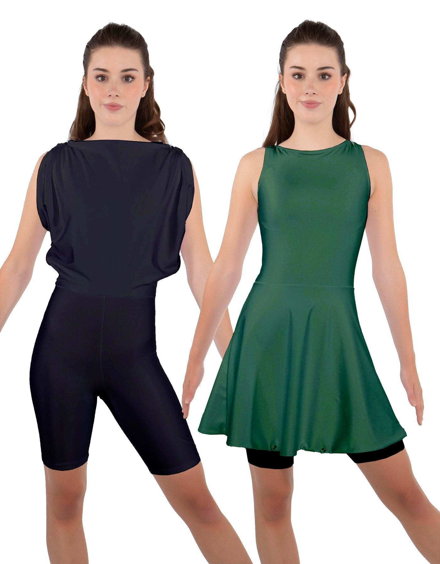 Solid Lycra Convertible Dress Tank Bikeshort