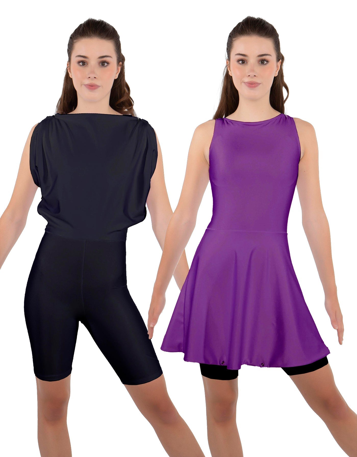 Solid Lycra Convertible Dress Tank Bikeshort