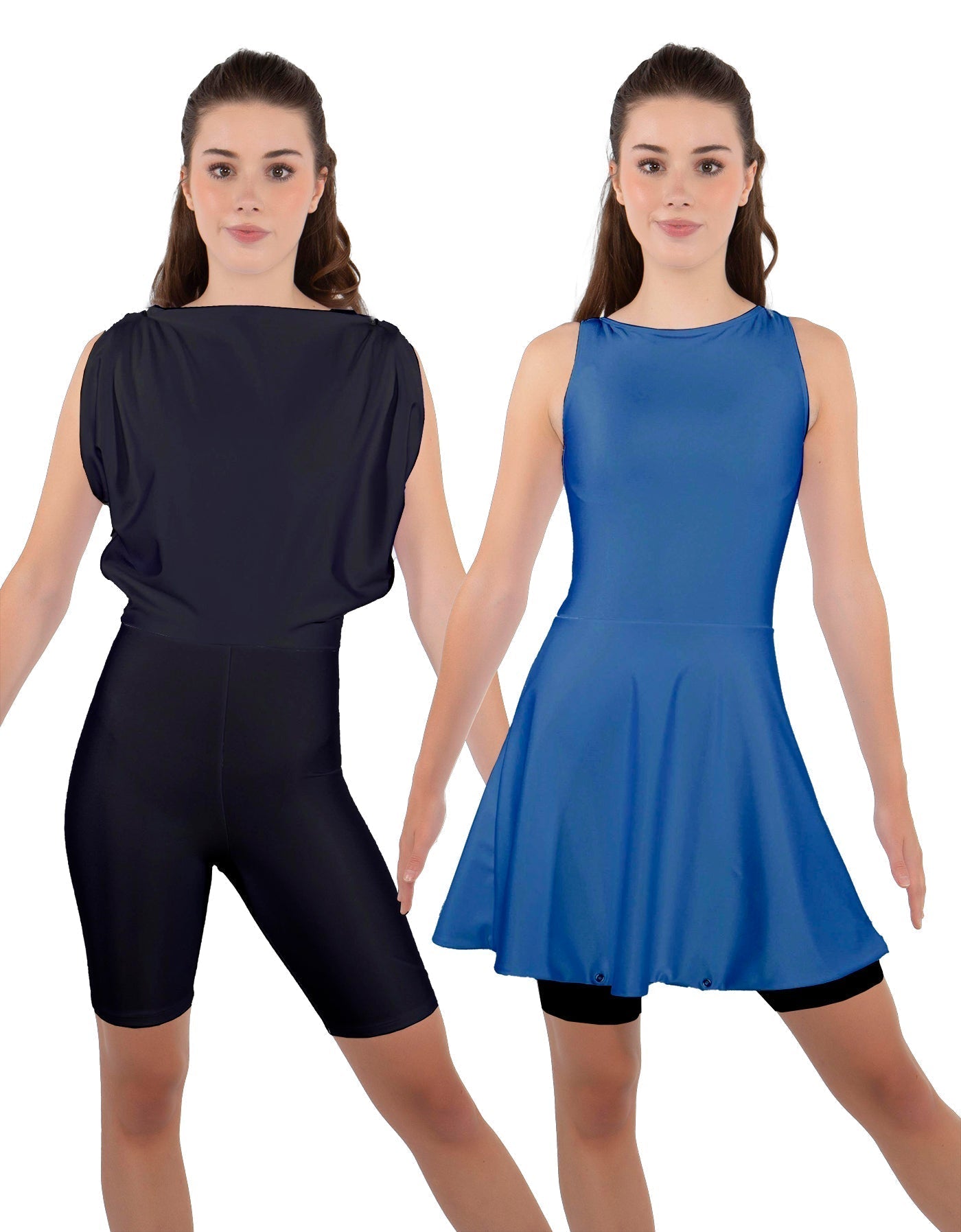 Solid Lycra Convertible Dress Tank Bikeshort