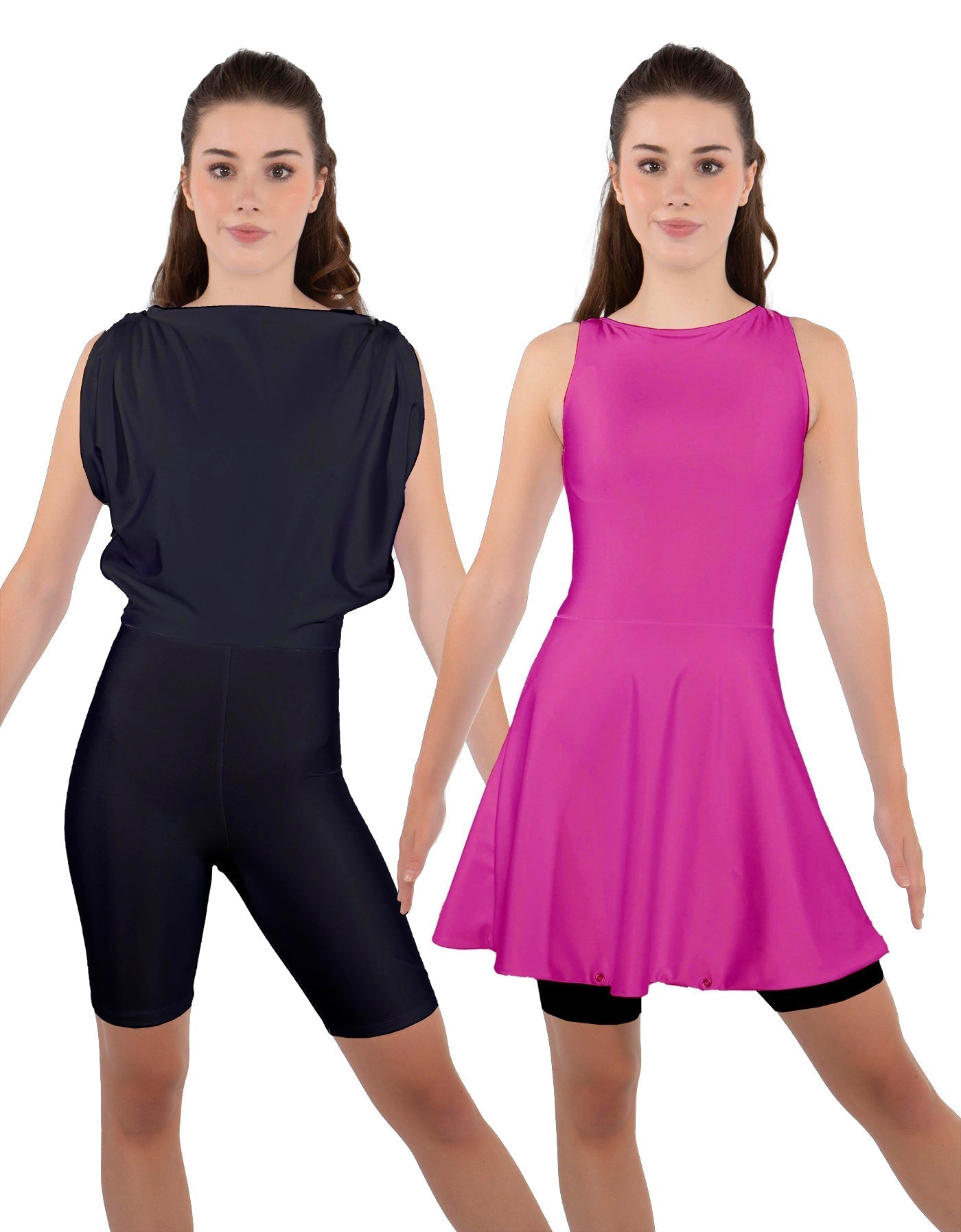 Solid Lycra Convertible Dress Tank Bikeshort