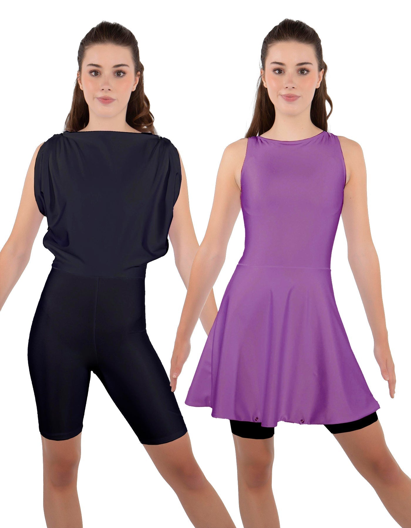 Solid Lycra Convertible Dress Tank Bikeshort