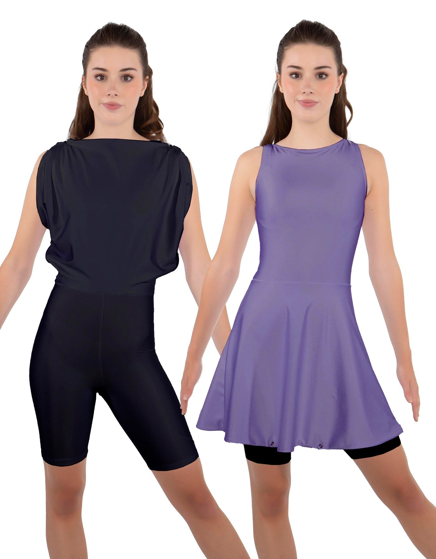 Solid Lycra Convertible Dress Tank Bikeshort