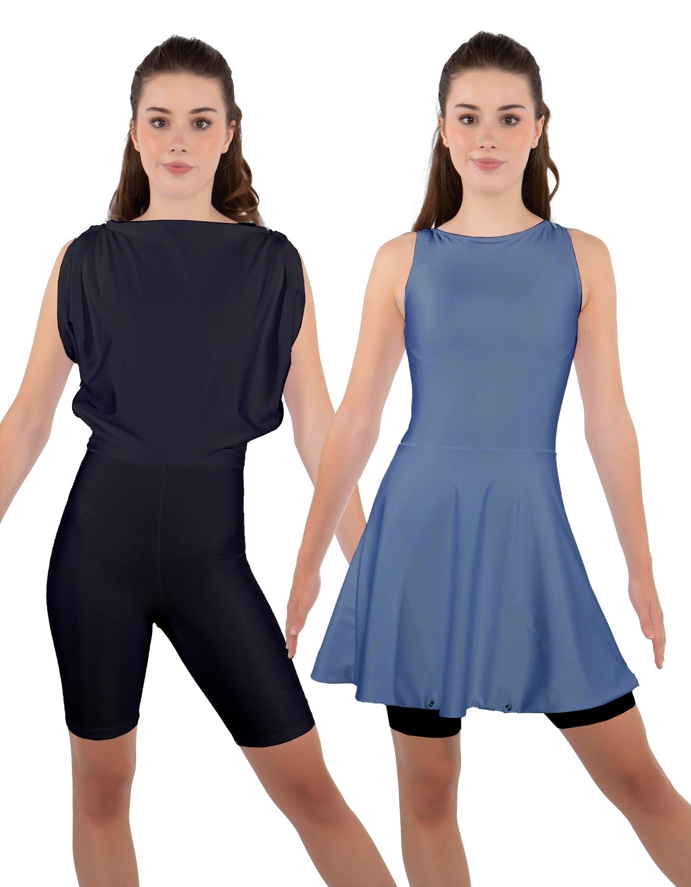 Solid Lycra Convertible Dress Tank Bikeshort
