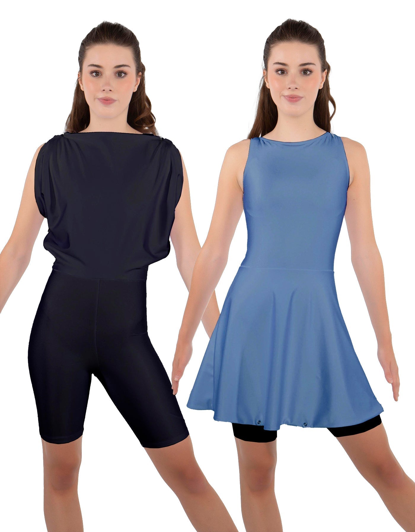 Solid Lycra Convertible Dress Tank Bikeshort