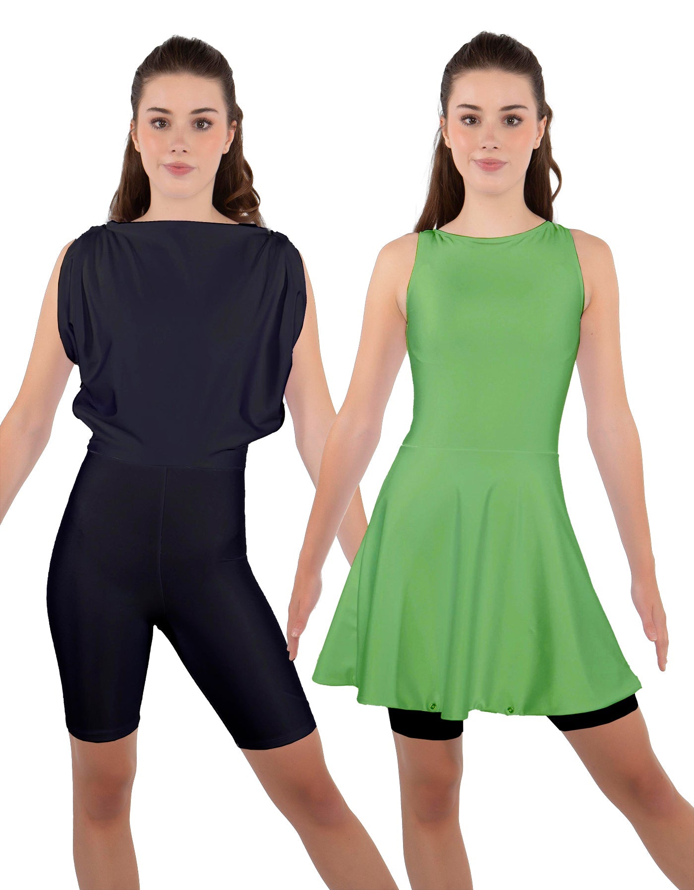 Solid Lycra Convertible Dress Tank Bikeshort