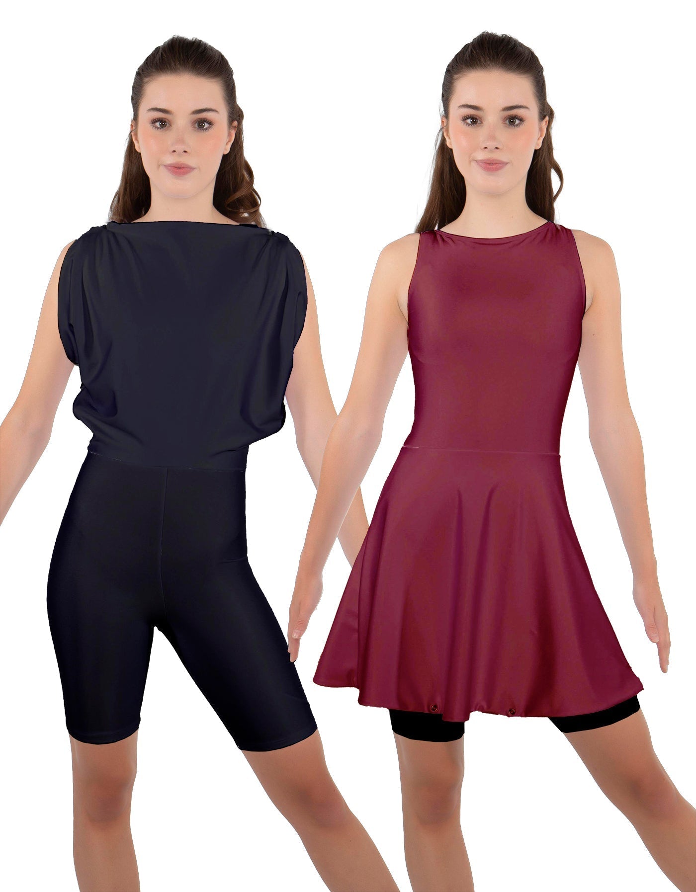 Solid Lycra Convertible Dress Tank Bikeshort