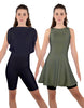 Solid Lycra Convertible Dress Tank Bikeshort
