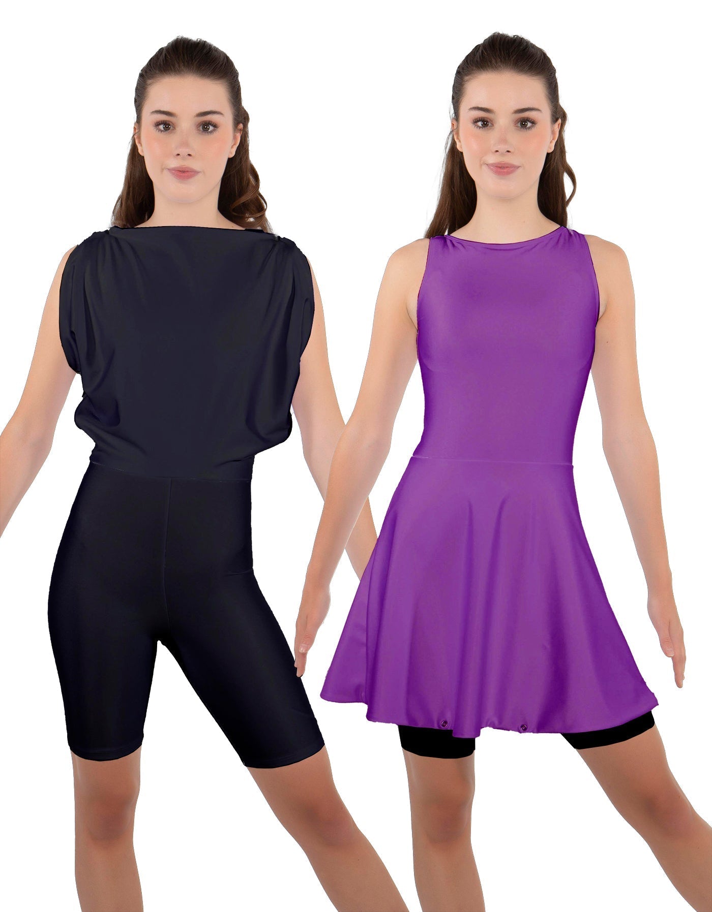 Solid Lycra Convertible Dress Tank Bikeshort