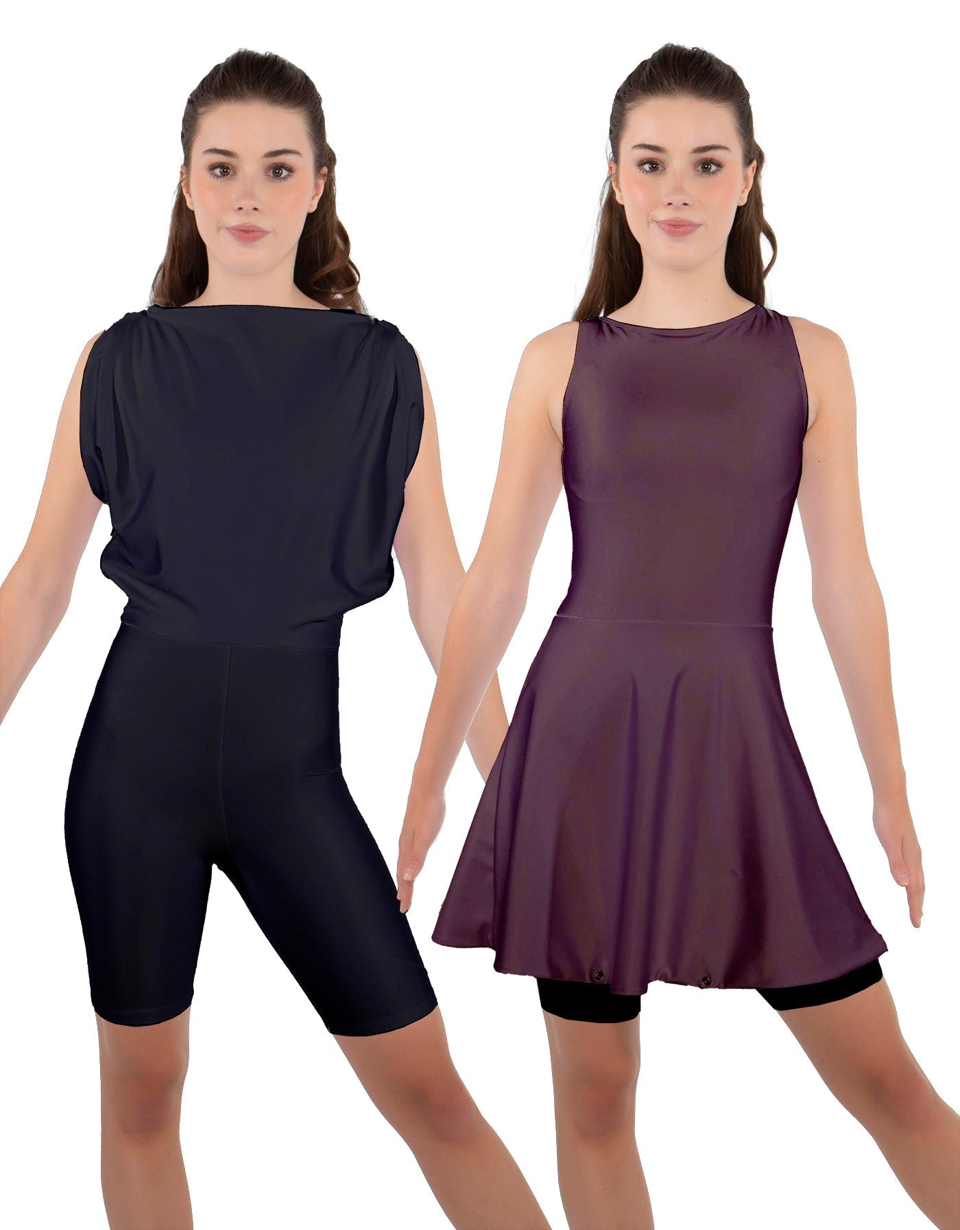 Solid Lycra Convertible Dress Tank Bikeshort