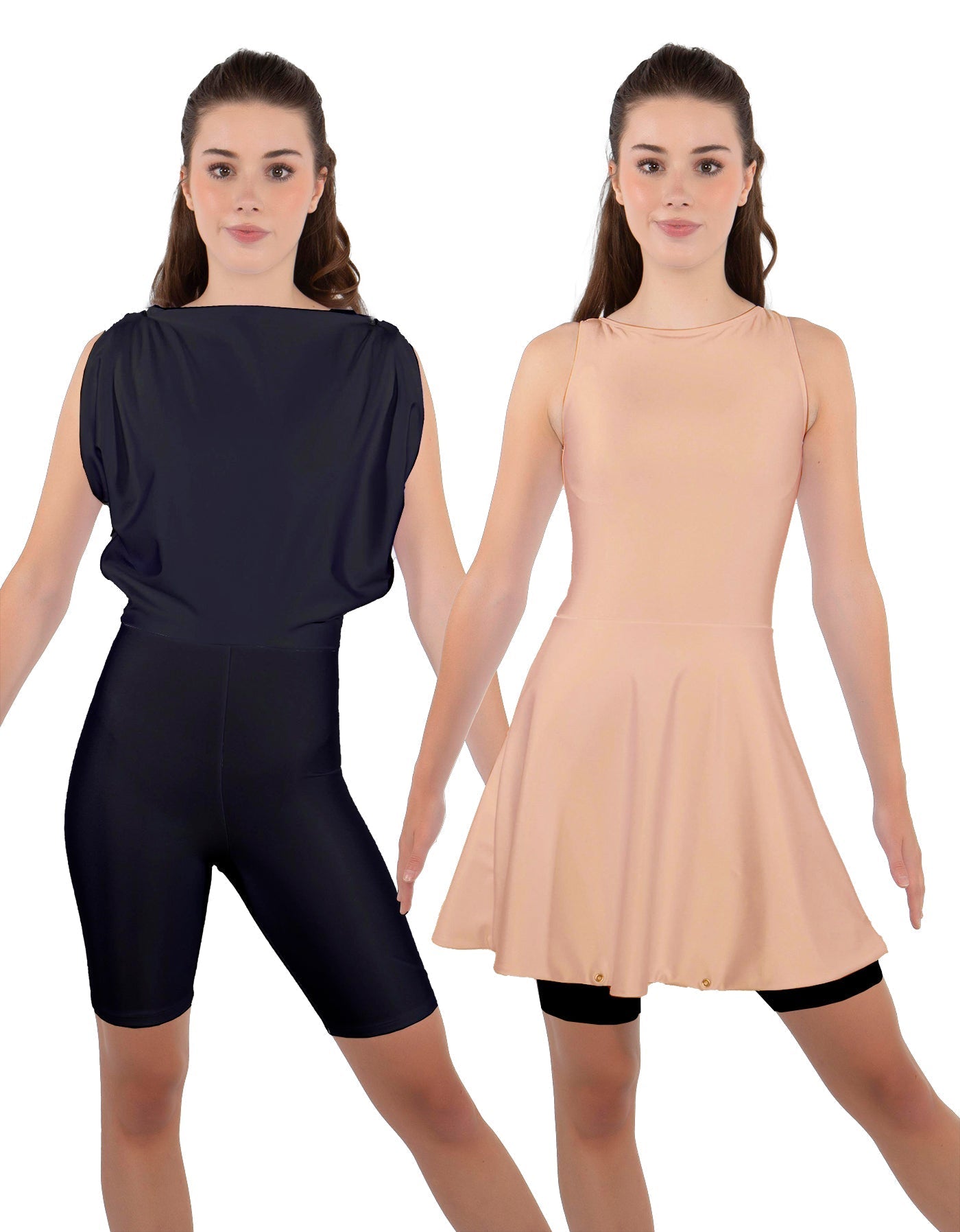 Solid Lycra Convertible Dress Tank Bikeshort