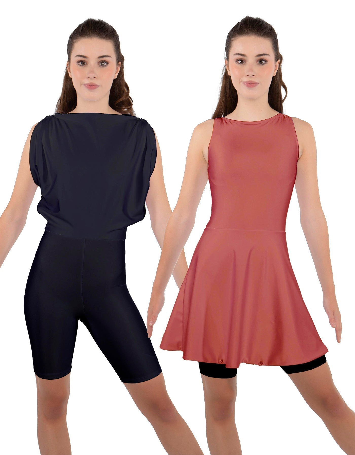 Solid Lycra Convertible Dress Tank Bikeshort