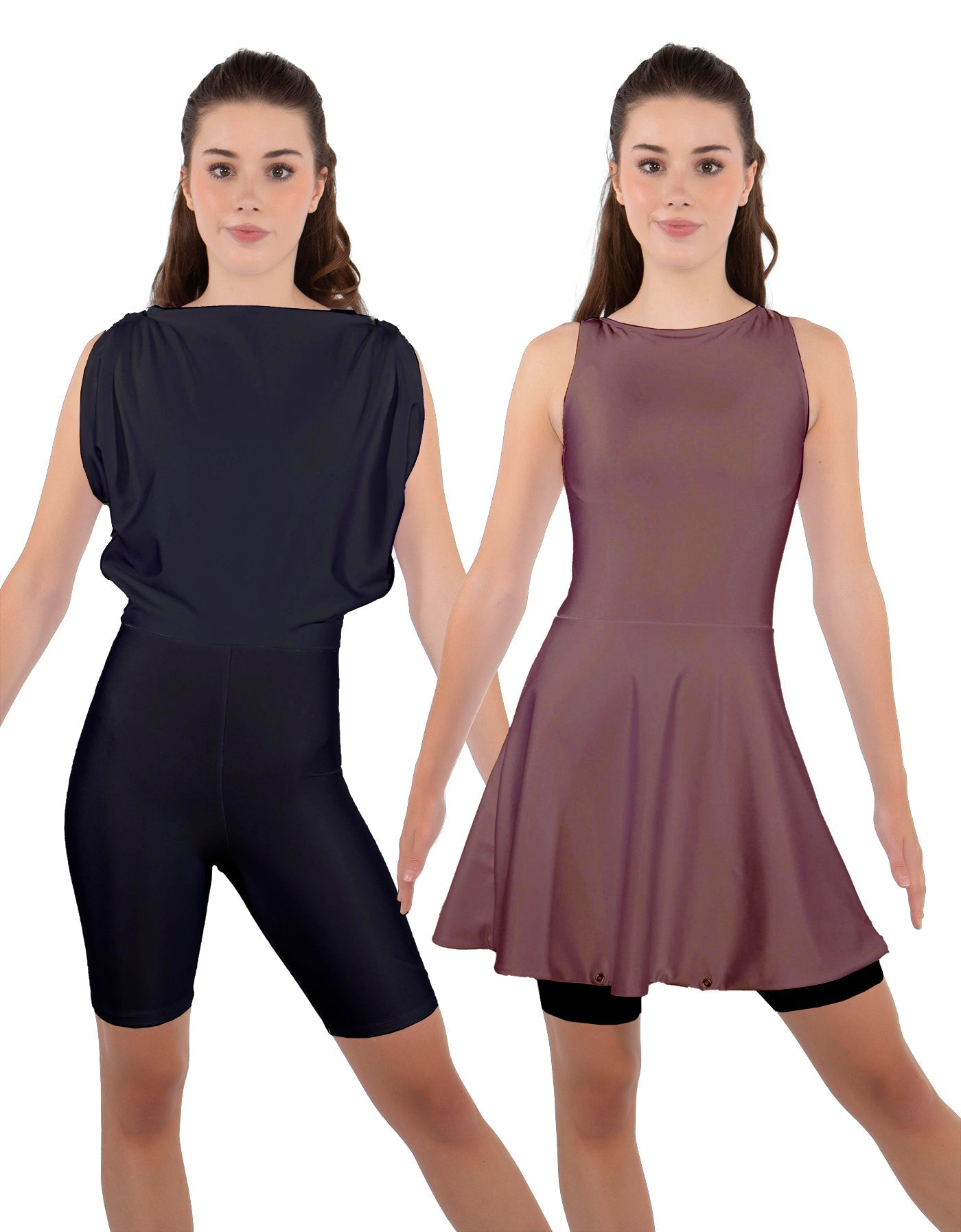 Solid Lycra Convertible Dress Tank Bikeshort