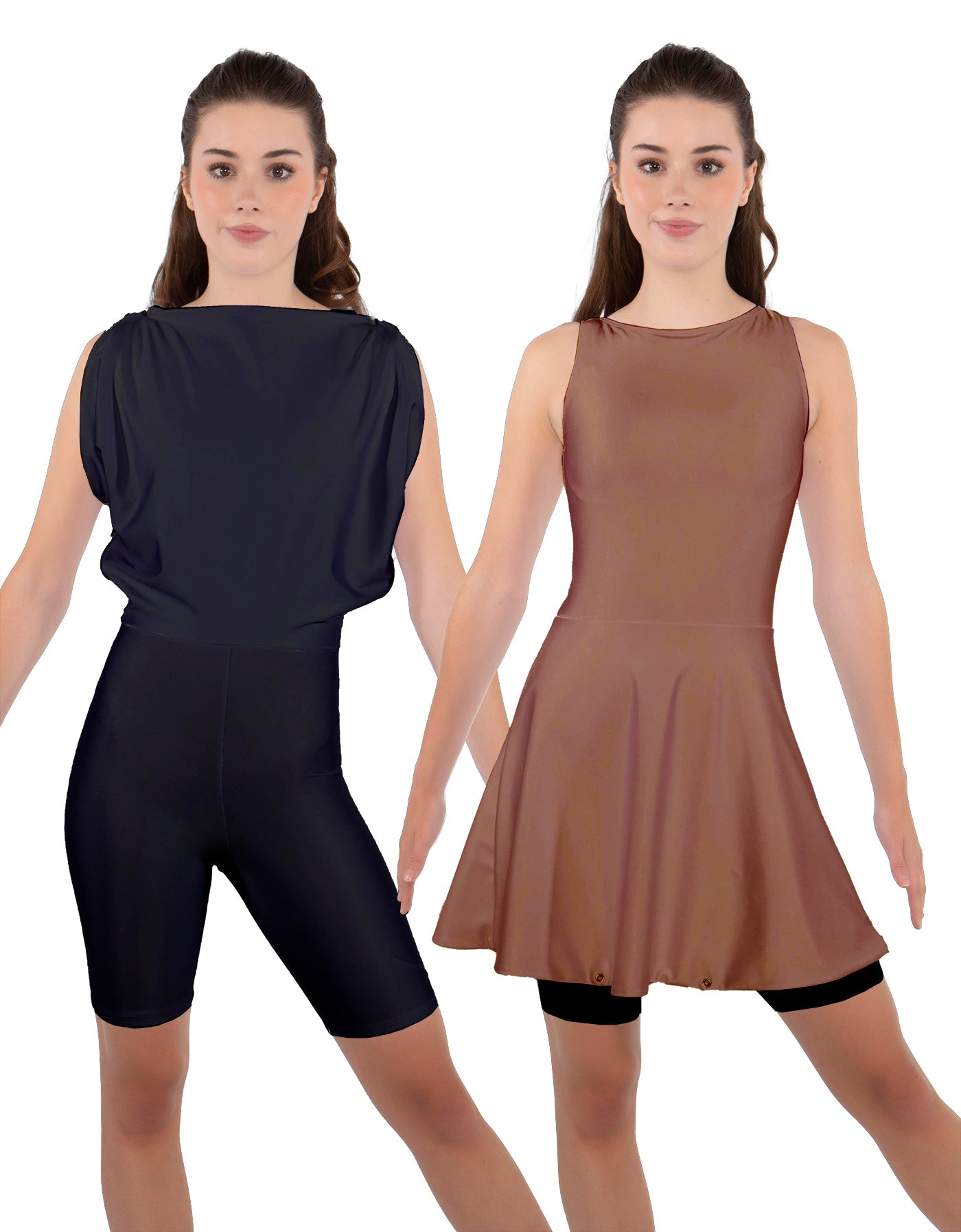 Solid Lycra Convertible Dress Tank Bikeshort