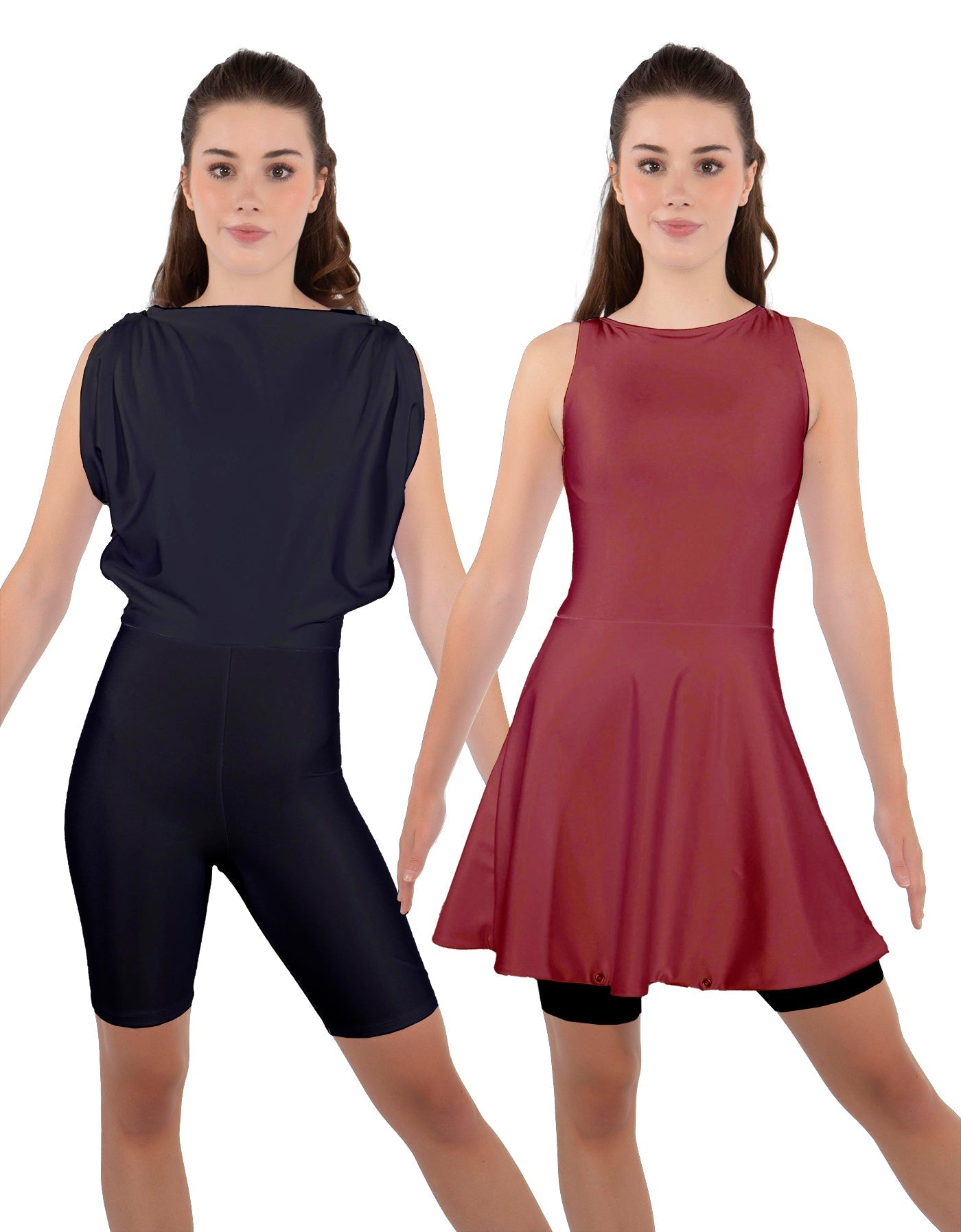 Solid Lycra Convertible Dress Tank Bikeshort